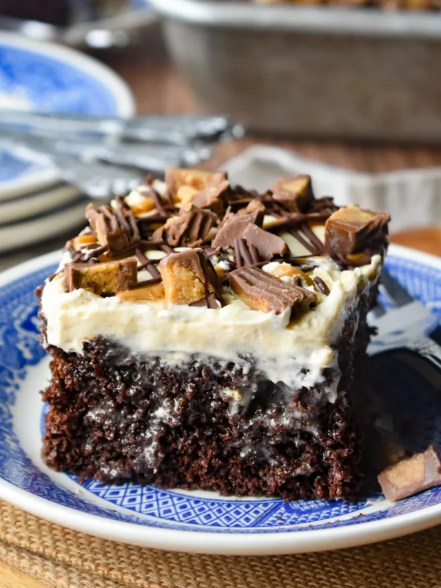 Chocolate Peanut Butter Poke Cake